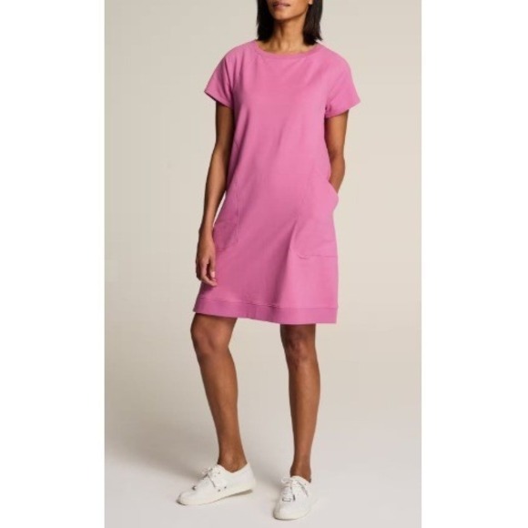 J.Jill Women's Pink Taffy Fit Elevate Terry Seamed Pocket Mini Dress NWT Size M